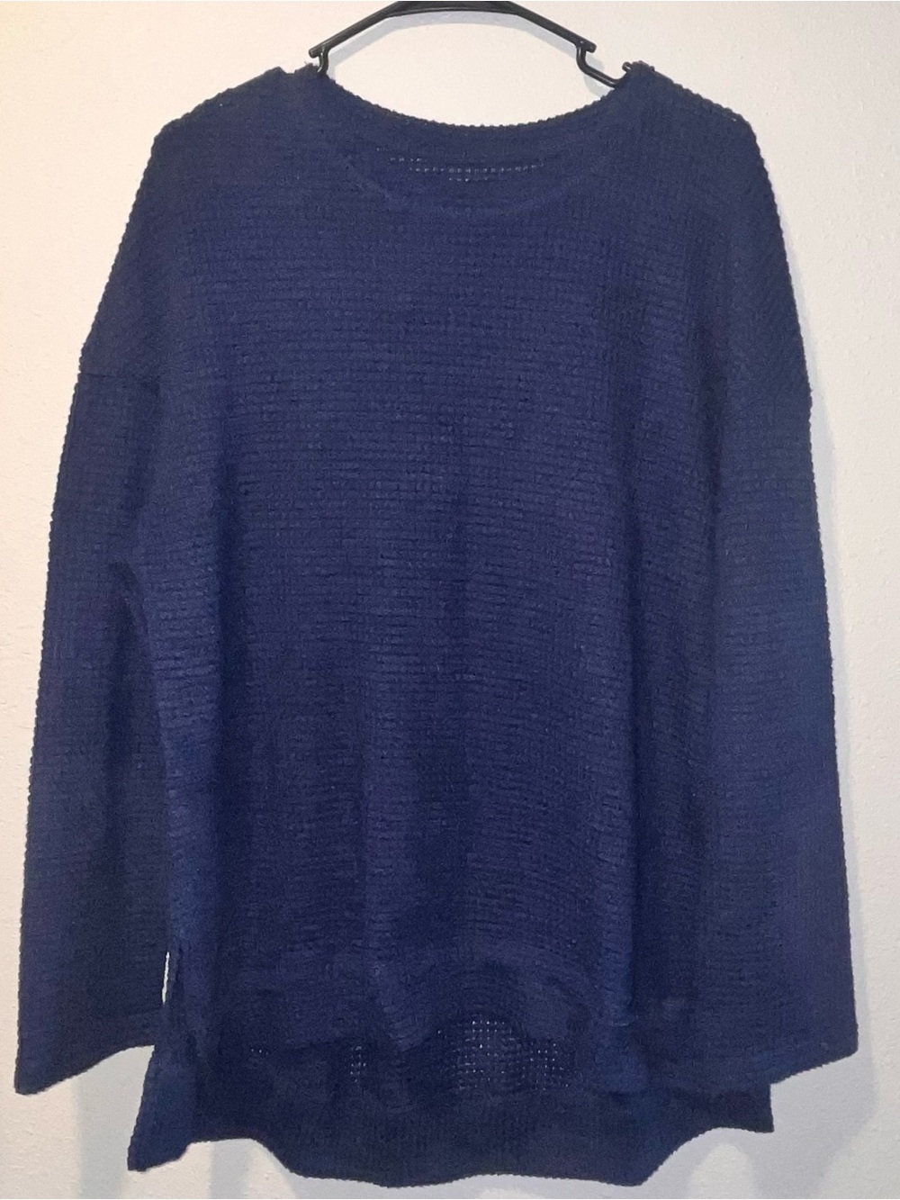 Cozy Waffle Knit Long Sleeve Sweater - Navy - Picture 3 of 6